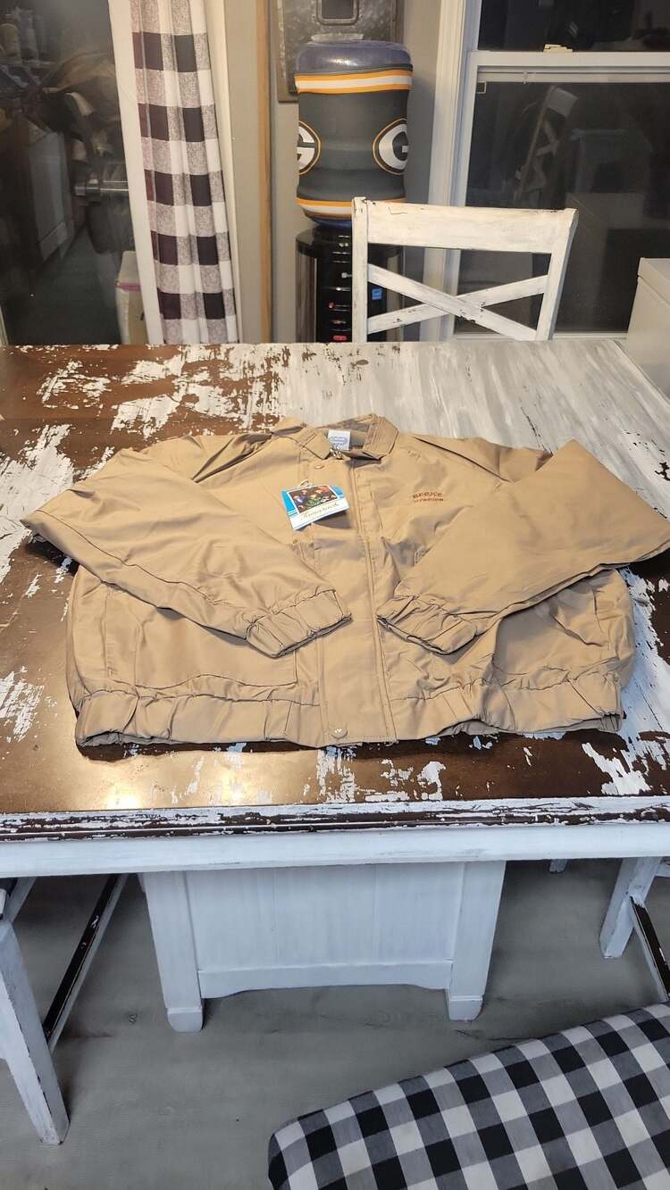 Vintage Tamarack Becks Hybrids Tan Bomber Jacket Size Large